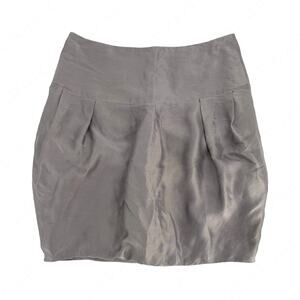 Pink Tartan 100% Silk Skirt Silver Gray Pleated Mini Preppy Office Siren Size 4